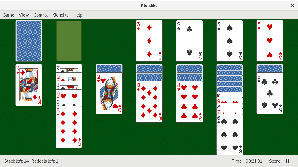 Klondike (solitaire) in Aisleriot (3.10)